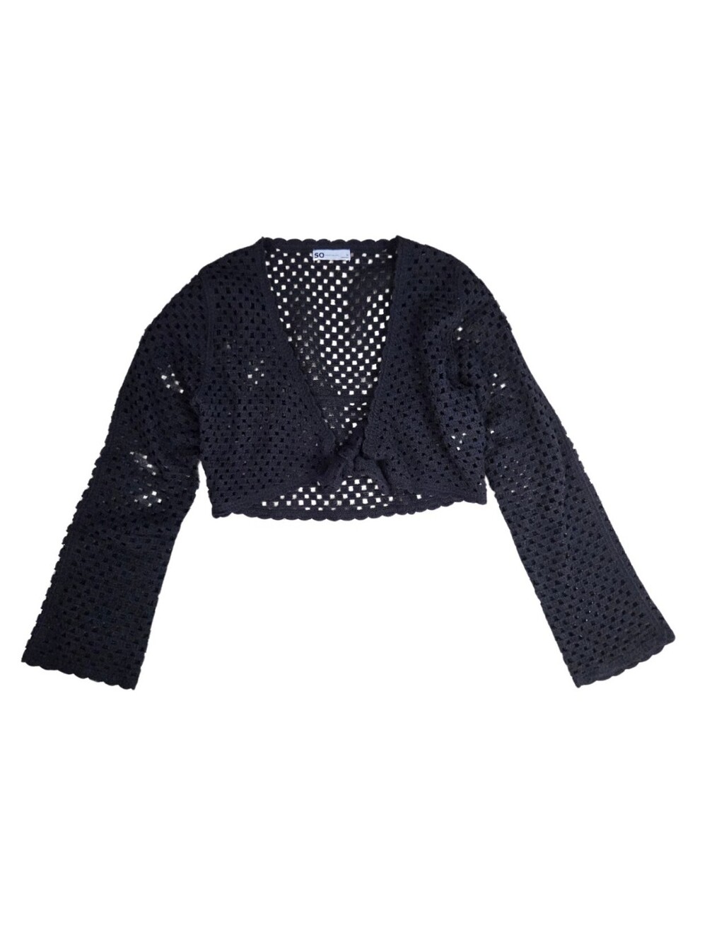 Black Knit Tie Front Cardigan Size Medium Y2K Whimsigoth Witchy Dark Romantic